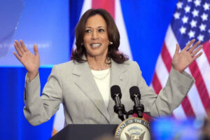 FILE - Vice President Kamala Harris speaks at an event May 1, 2024, in Jacksonville, Fla. She’s already broken barriers, and now Harris could soon become the first Black woman to head a major party’s presidential ticket after President Joe Biden’s ended his reelection bid. The 59-year-old Harris was endorsed by Biden on Sunday, July 21, after he stepped aside amid widespread concerns about the viability of his candidacy.
                                 (AP Photo/John Raoux, File)
