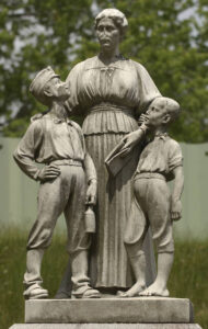 This 2005 photo shows the deteriorated condition of the Ellen Webster Palmer statue before it was removed from the Luzerne County Courthouse grounds in 2007.
                                 File Photo