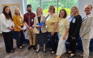 Secretary of Health Dr. Debra Bogen, holding scissors, participated in a ribbon-cutting ceremony to mark the opening of the Wyoming County State Health Center in its new location at 608 Hunter Hwy, Suite #2, Tunkhannock.
                                 Submitted Photo