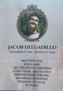 This memorial card for 13-year-old Butler Township murder victim Jacob Delgadillo was distributed at his funeral on Tuesday.